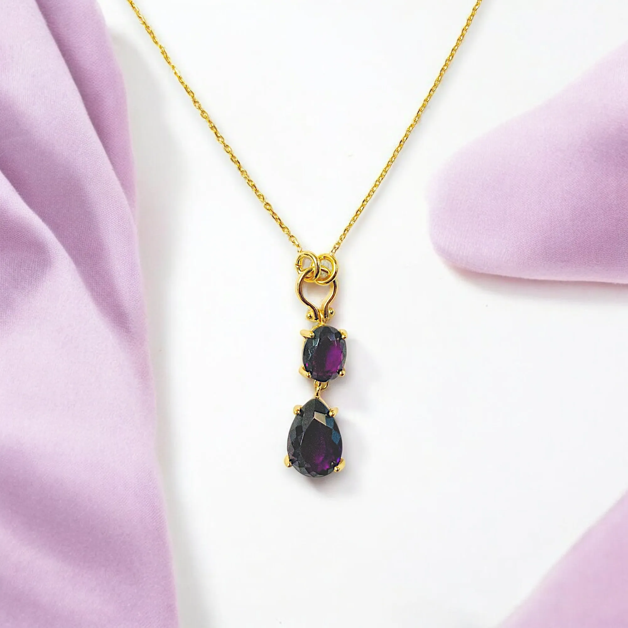 Amethyst Double Drop Necklace
