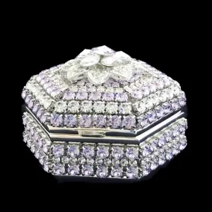 Amethyst Flower Hexagon Box Featuring Premium Crystals