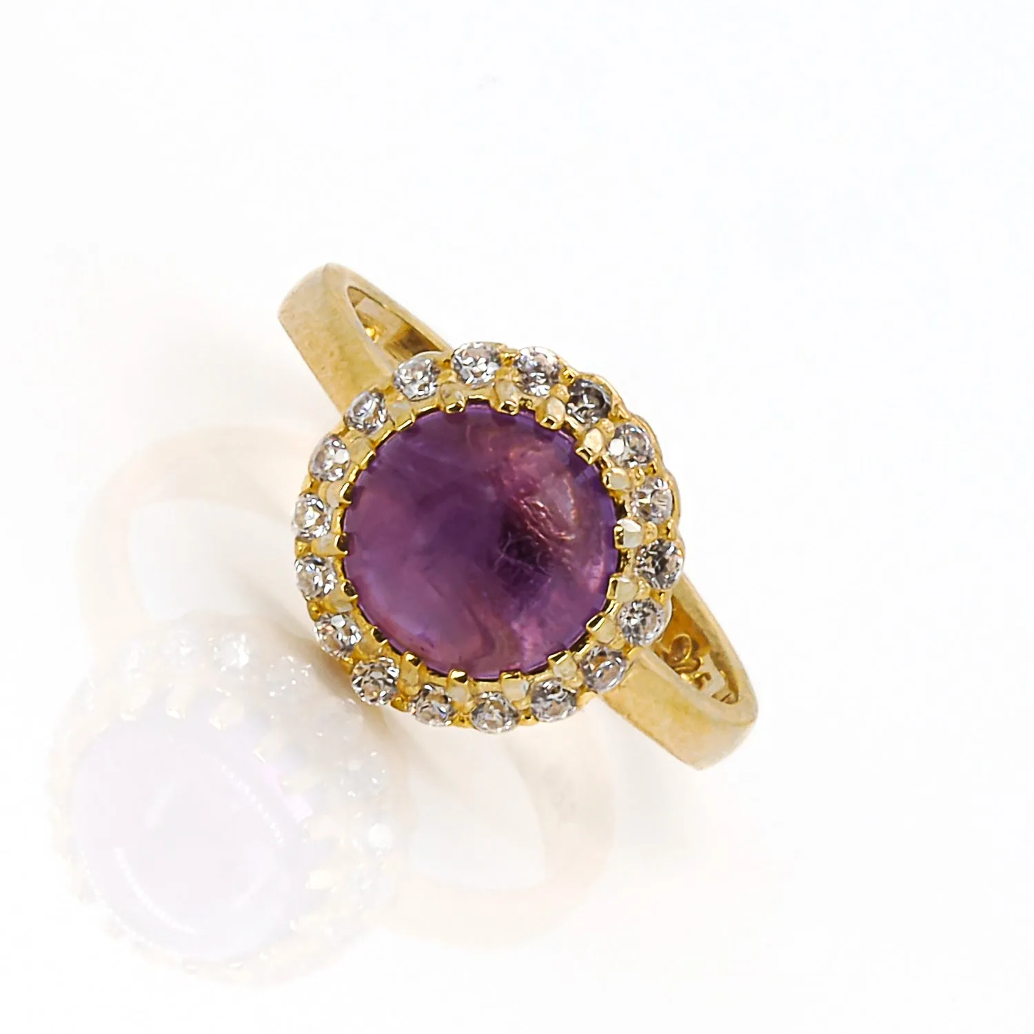 Amethyst Gemstone Gold & Diamond Statement Ring
