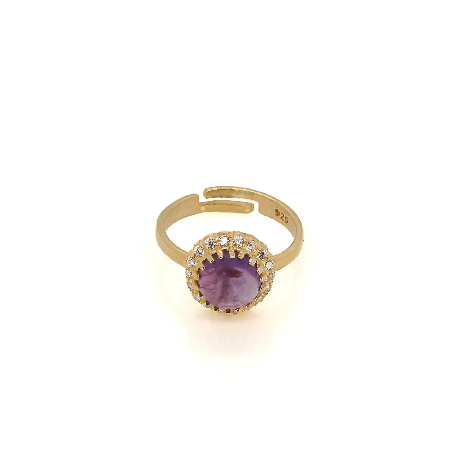 Amethyst Gemstone Gold & Diamond Statement Ring