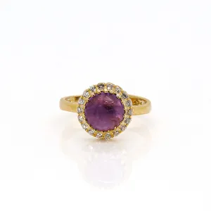 Amethyst Gemstone Gold & Diamond Statement Ring