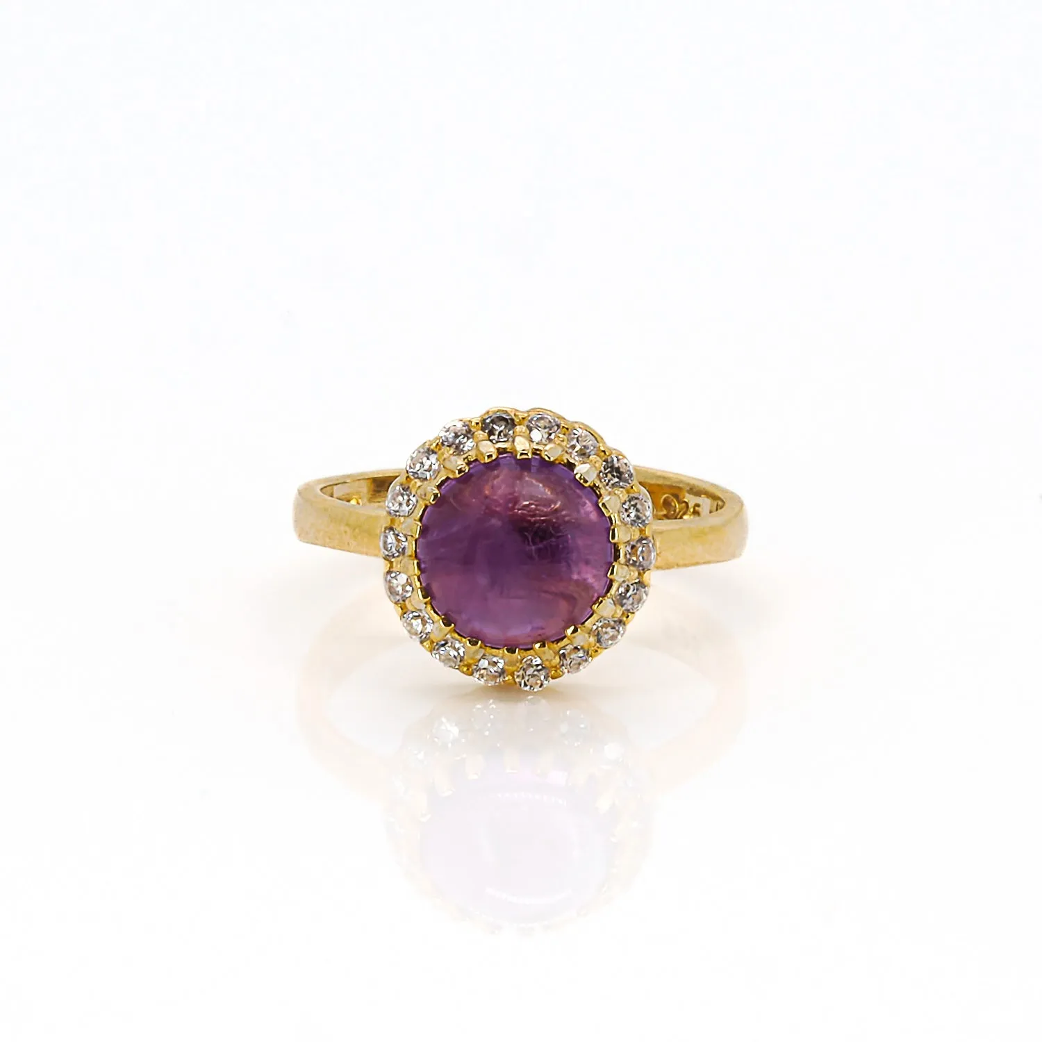 Amethyst Gemstone Gold & Diamond Statement Ring