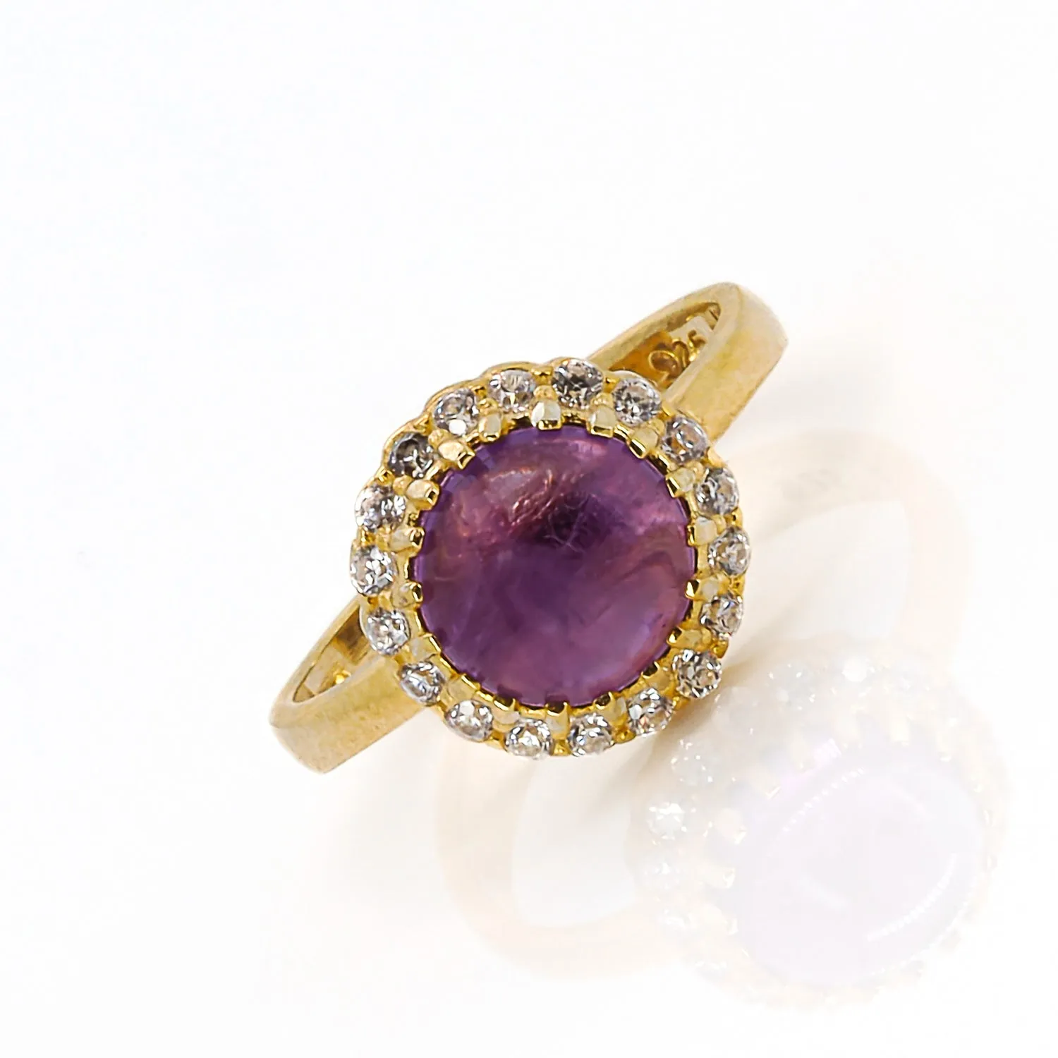 Amethyst Gemstone Gold & Diamond Statement Ring
