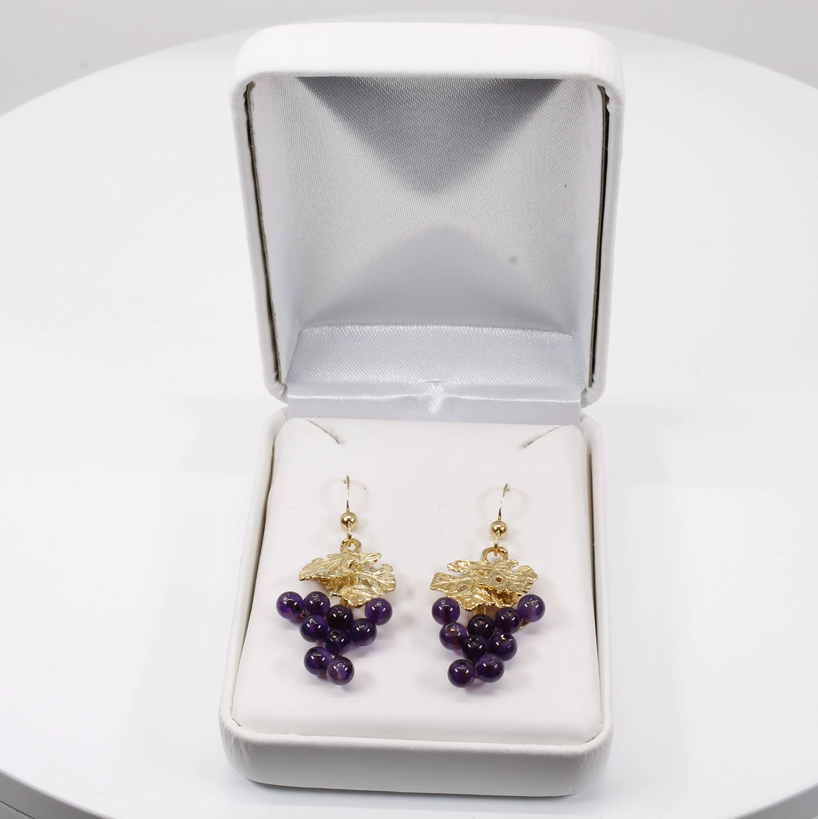 Amethyst Grape Cluster Earrings made in 14kt gold vermeil for wine lover gift
