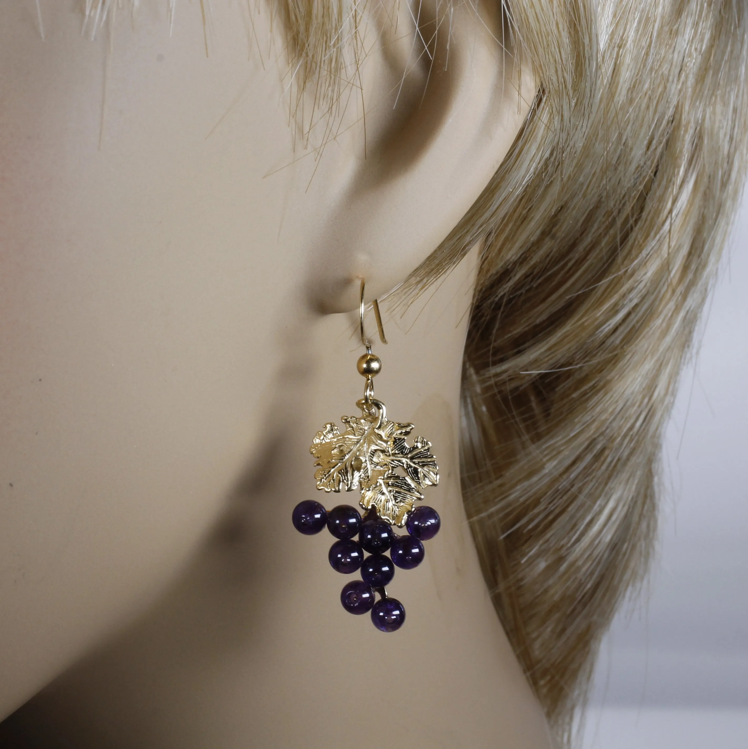 Amethyst Grape Cluster Earrings made in 14kt gold vermeil for wine lover gift