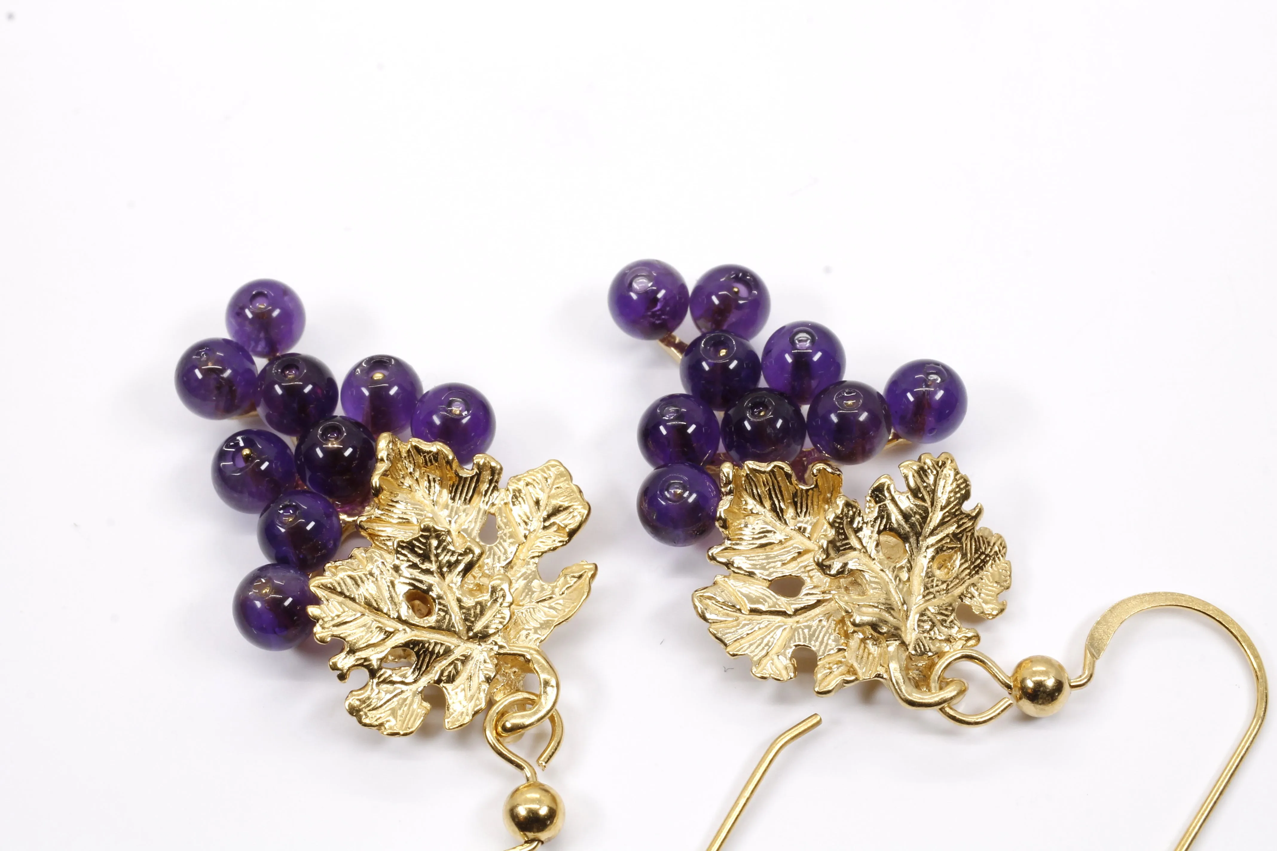 Amethyst Grape Cluster Earrings made in 14kt gold vermeil for wine lover gift