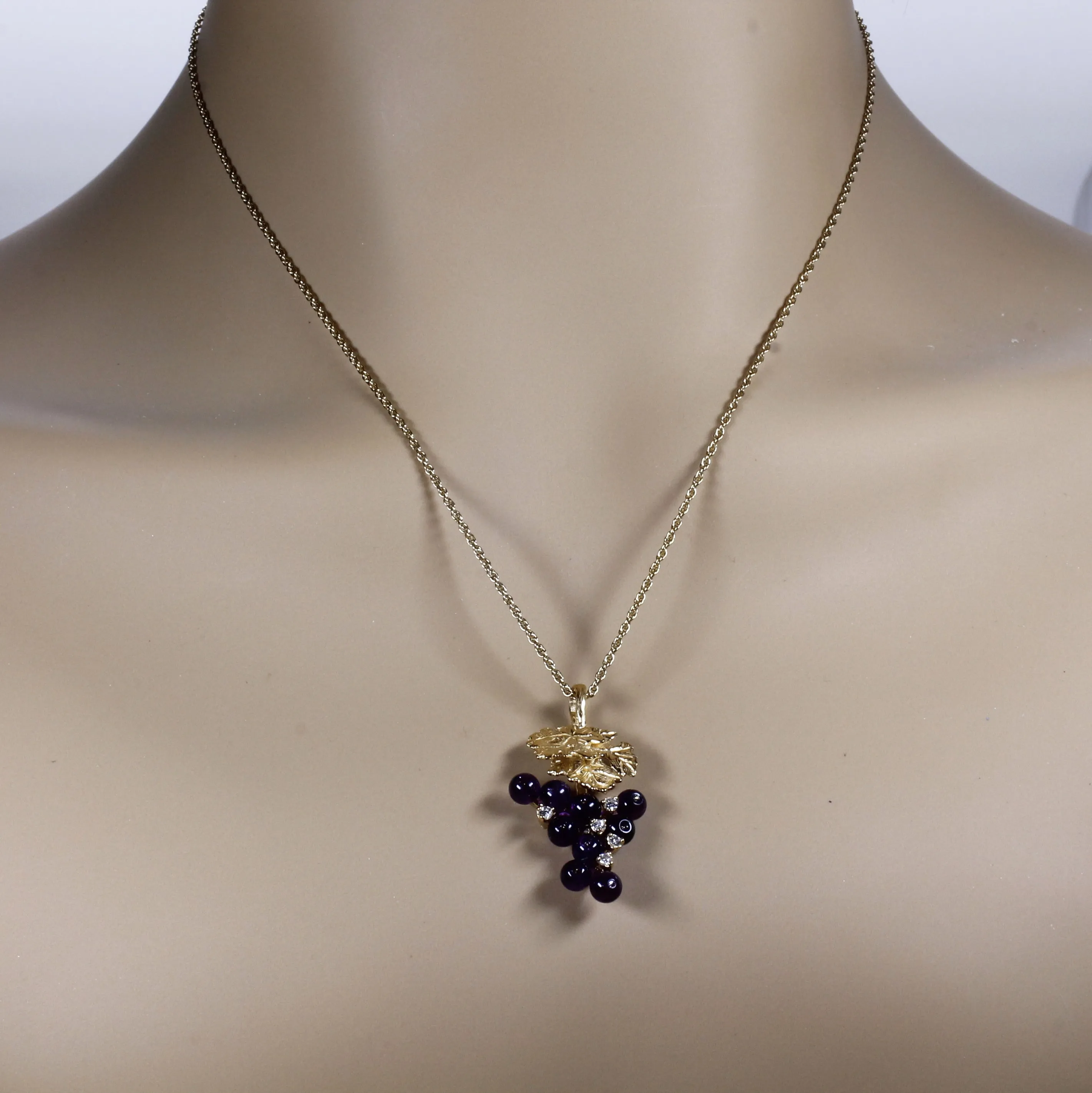 Amethyst Grape Cluster Necklace made in 14kt Gold Vermeil with CZ Gemstones