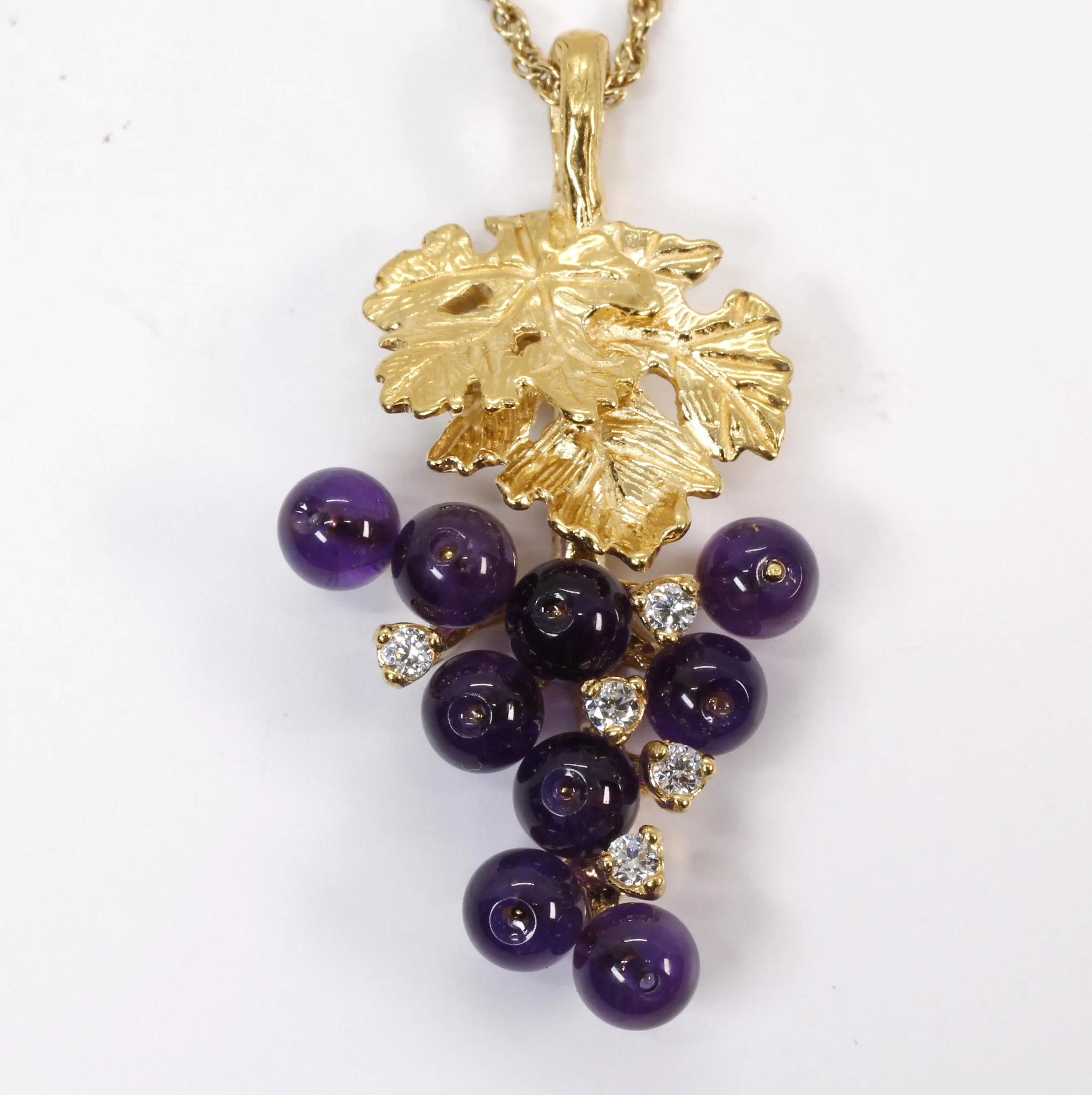 Amethyst Grape Cluster Necklace made in 14kt Gold Vermeil with CZ Gemstones