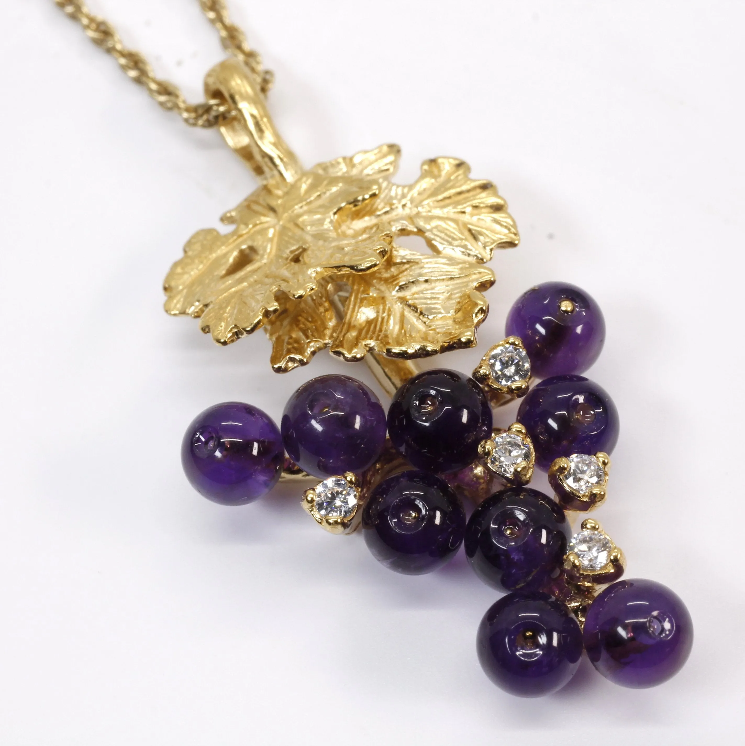 Amethyst Grape Cluster Necklace made in 14kt Gold Vermeil with CZ Gemstones