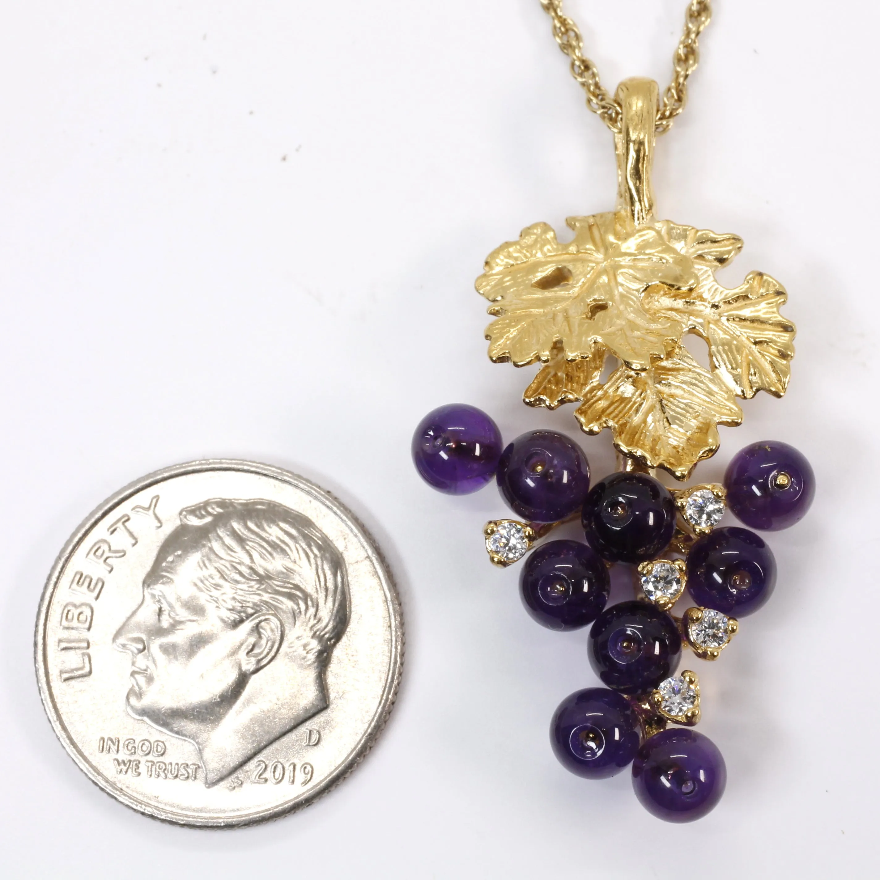 Amethyst Grape Cluster Necklace made in 14kt Gold Vermeil with CZ Gemstones