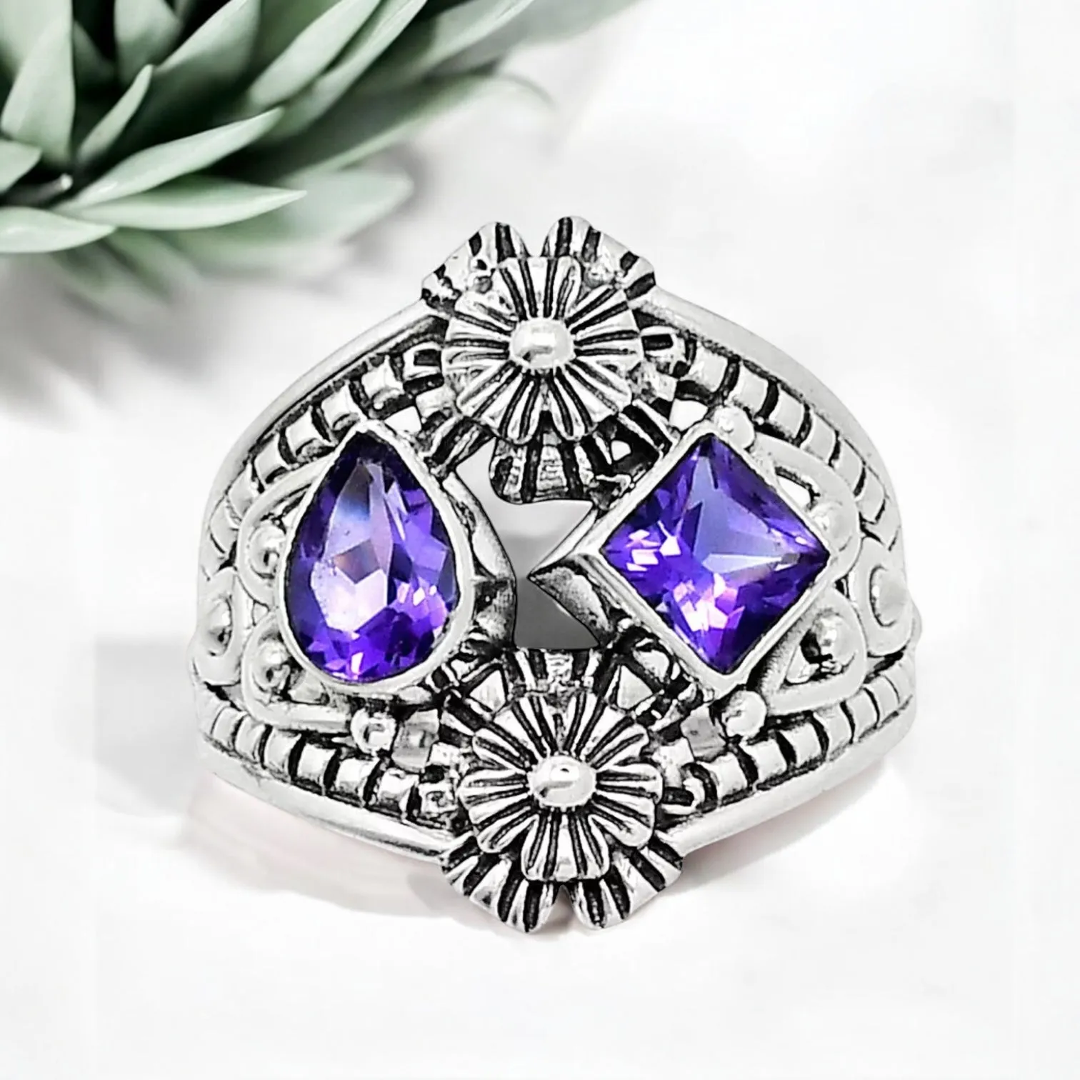 Amethyst Solid 925 Sterling Silver Ring 10