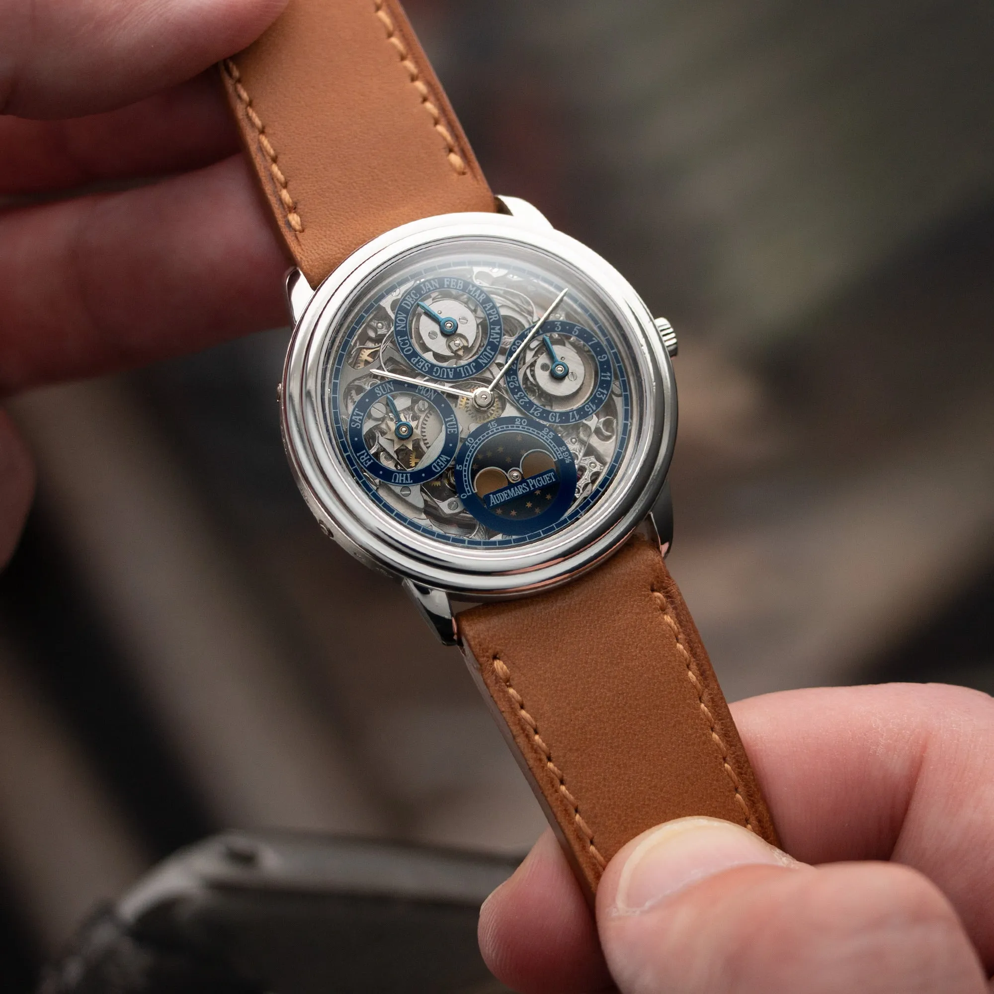 Audemars Piguet Platinum Skeleton Quantieme Perpetual Calendar Watch