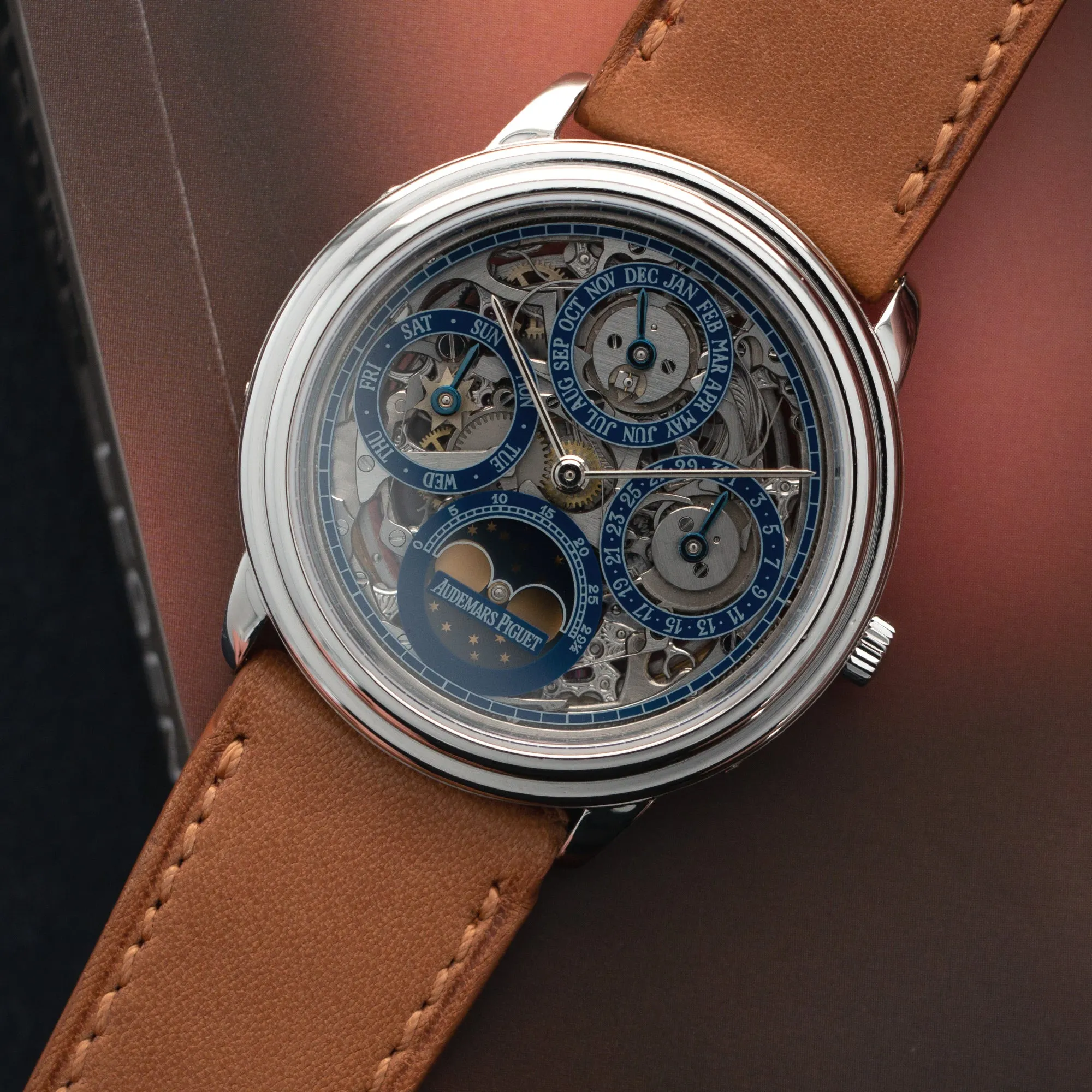 Audemars Piguet Platinum Skeleton Quantieme Perpetual Calendar Watch