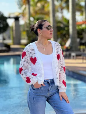 Aura" Mesh Long Sleeve Heart Shape Sweater