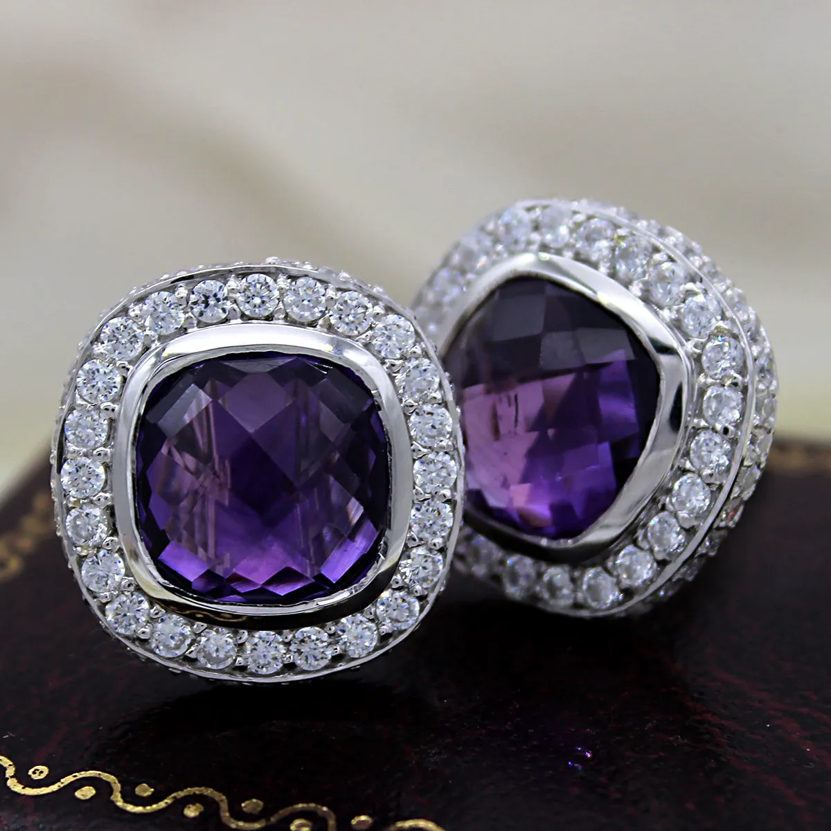 Awesome Amethyst Halo Fine Cufflinks