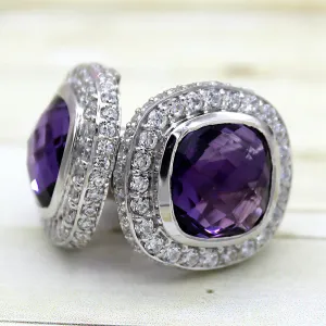 Awesome Amethyst Halo Fine Cufflinks