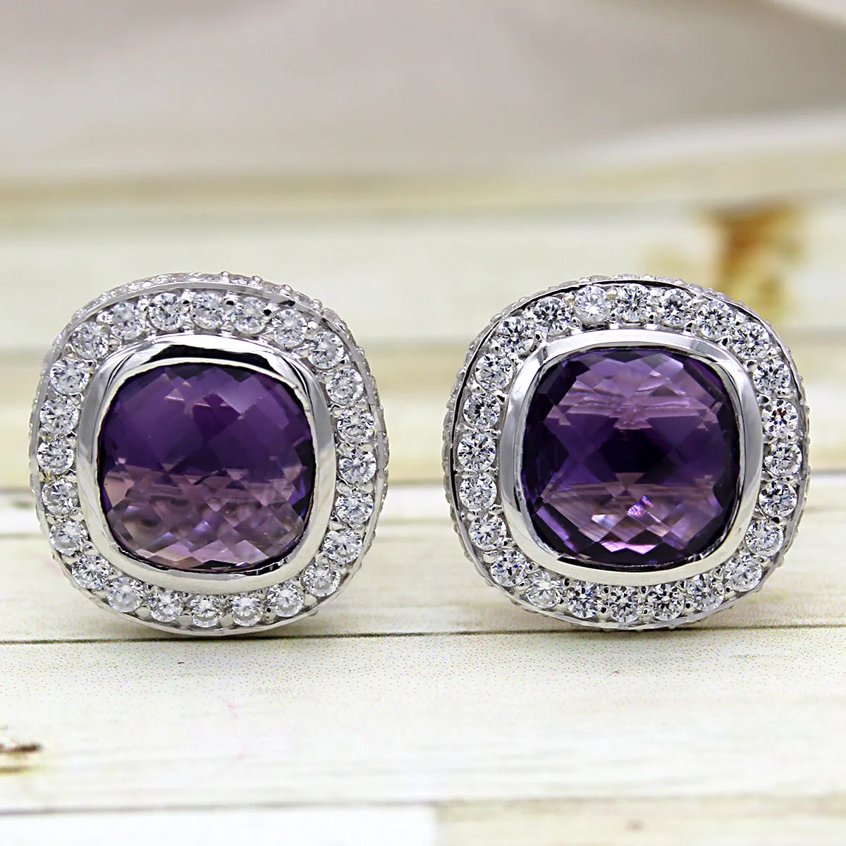 Awesome Amethyst Halo Fine Cufflinks