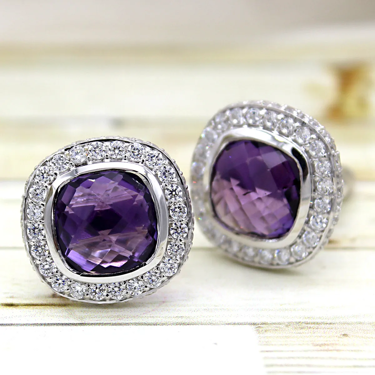Awesome Amethyst Halo Fine Cufflinks