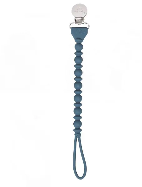 Baby's Itzy Ritzy BPA free silicone pacifier strap with metal clip - in Navy blue, Mint green, Blush pink or rose pink