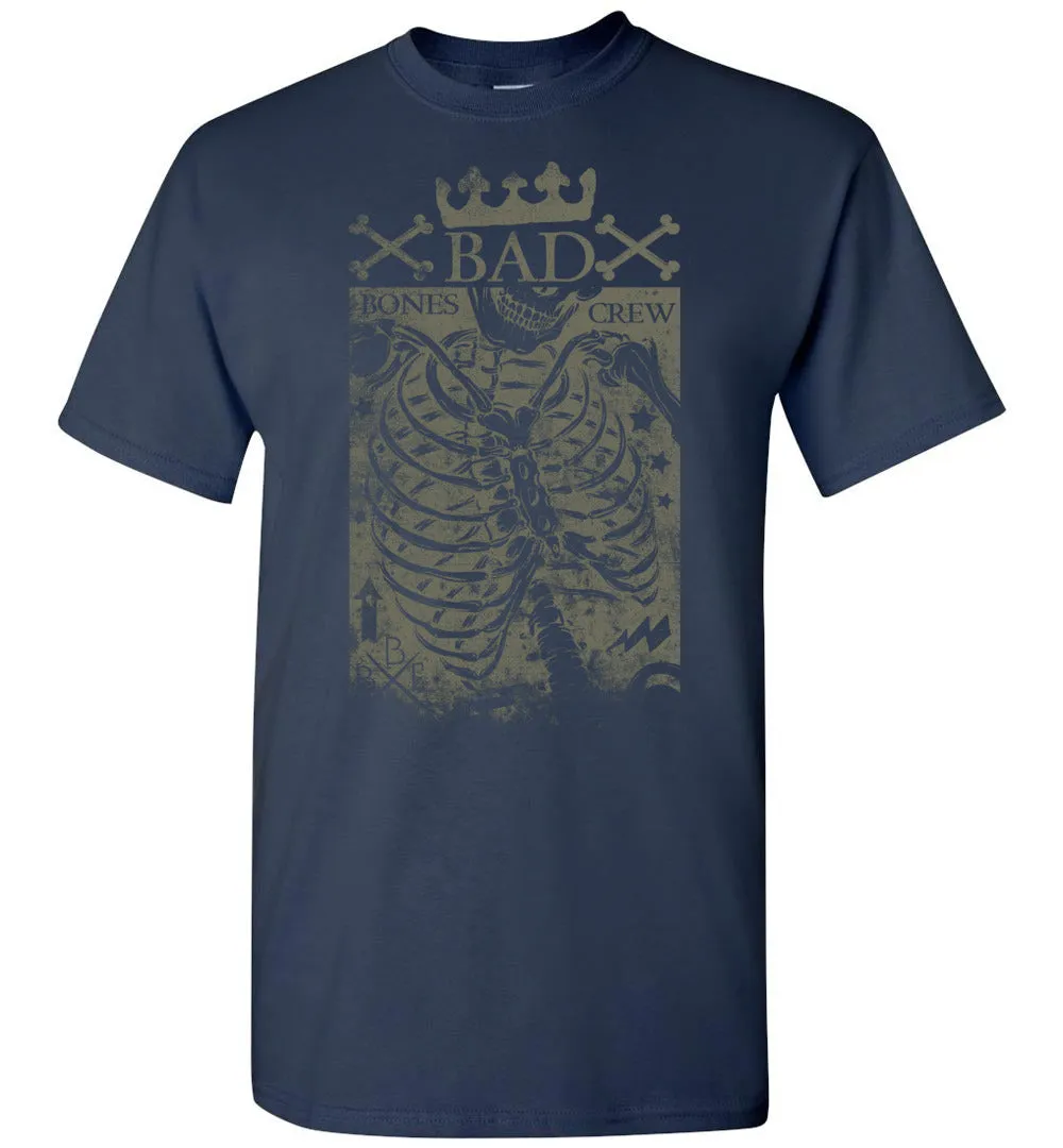 Bad Bones Crew Tshirt - Skull Crossbones Skeleton Creepy Pop Culture Tee