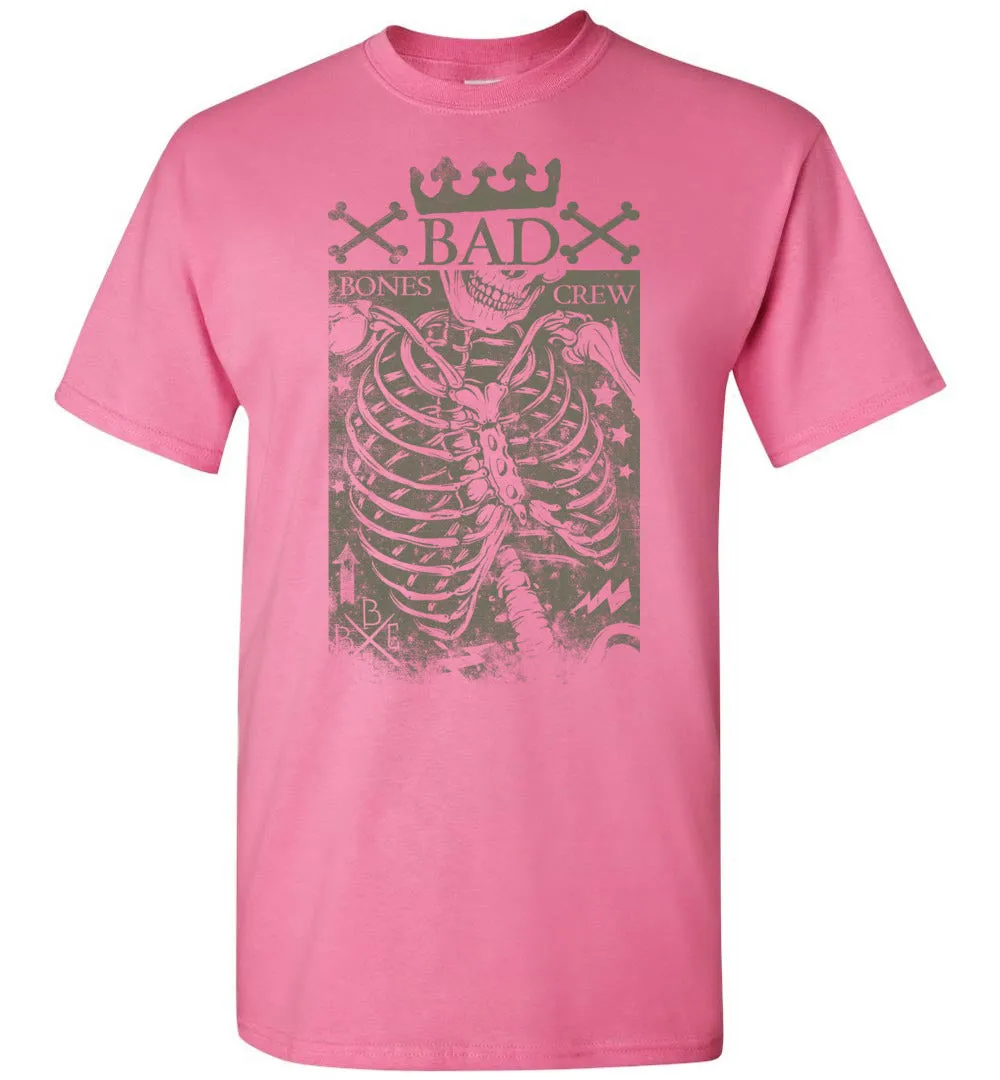 Bad Bones Crew Tshirt - Skull Crossbones Skeleton Creepy Pop Culture Tee