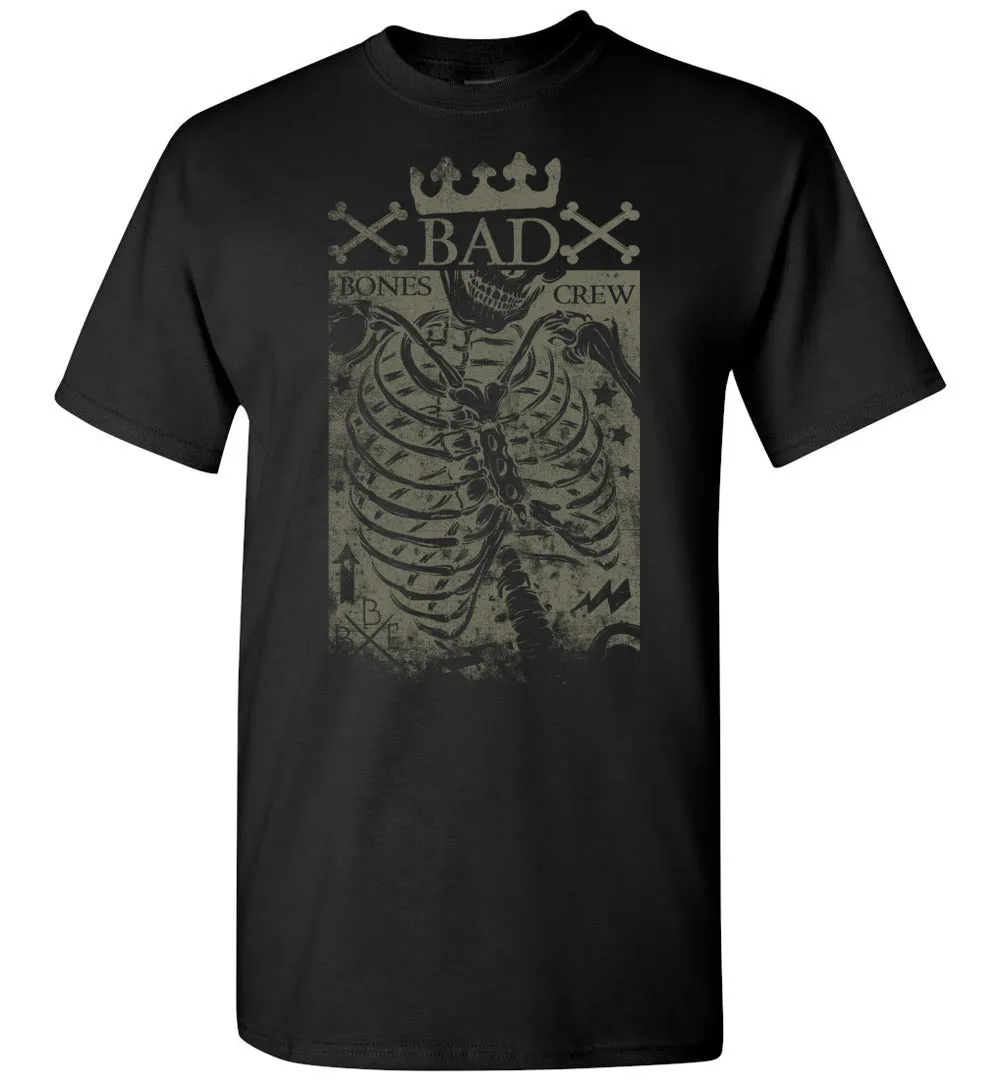 Bad Bones Crew Tshirt - Skull Crossbones Skeleton Creepy Pop Culture Tee