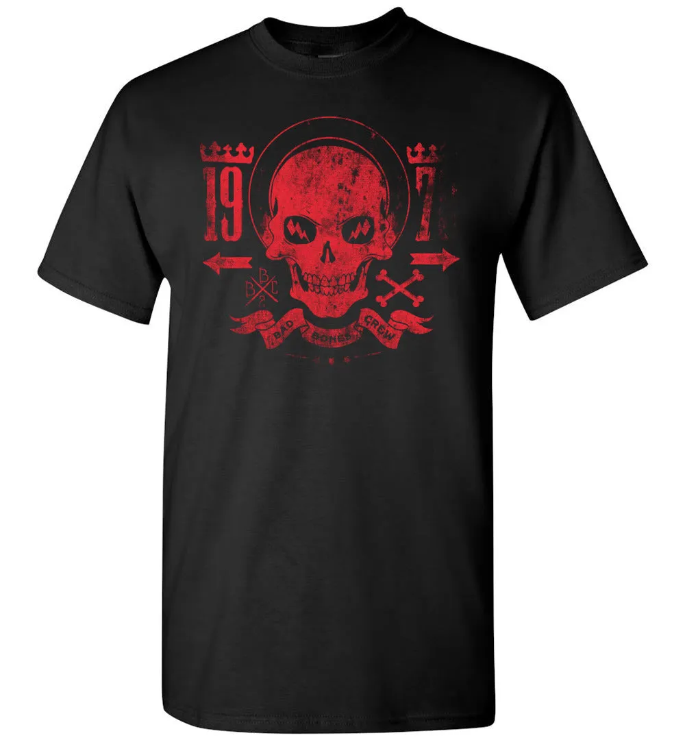 Bad Bones Crew Vintage 1978 Pop Culture T-Shirt - Skull And Cross Bones Creepy Distressed T Shirt