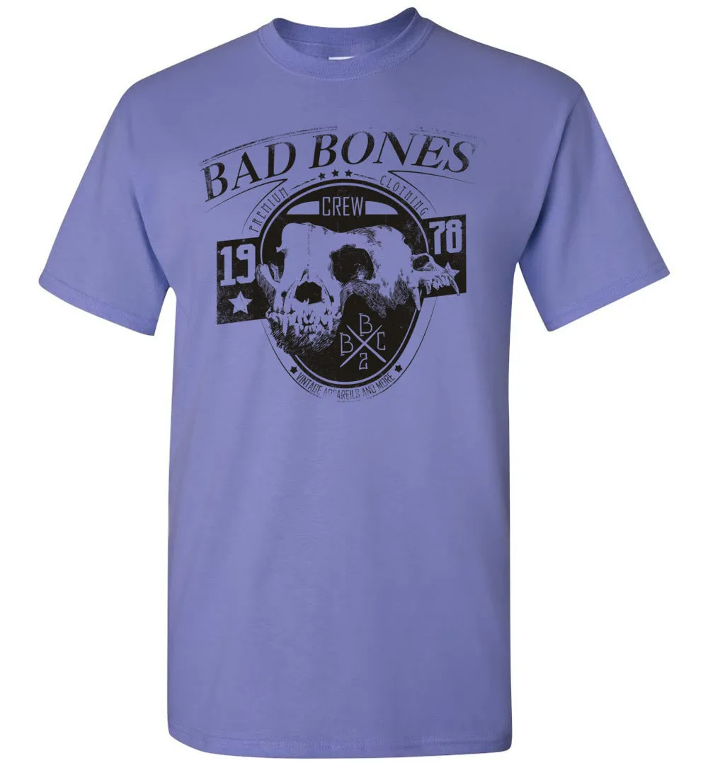 Bad Bones Crew Vintage Apparel 1978 Skull Shirt - Pop Culture Creepy Distressed Tshirt