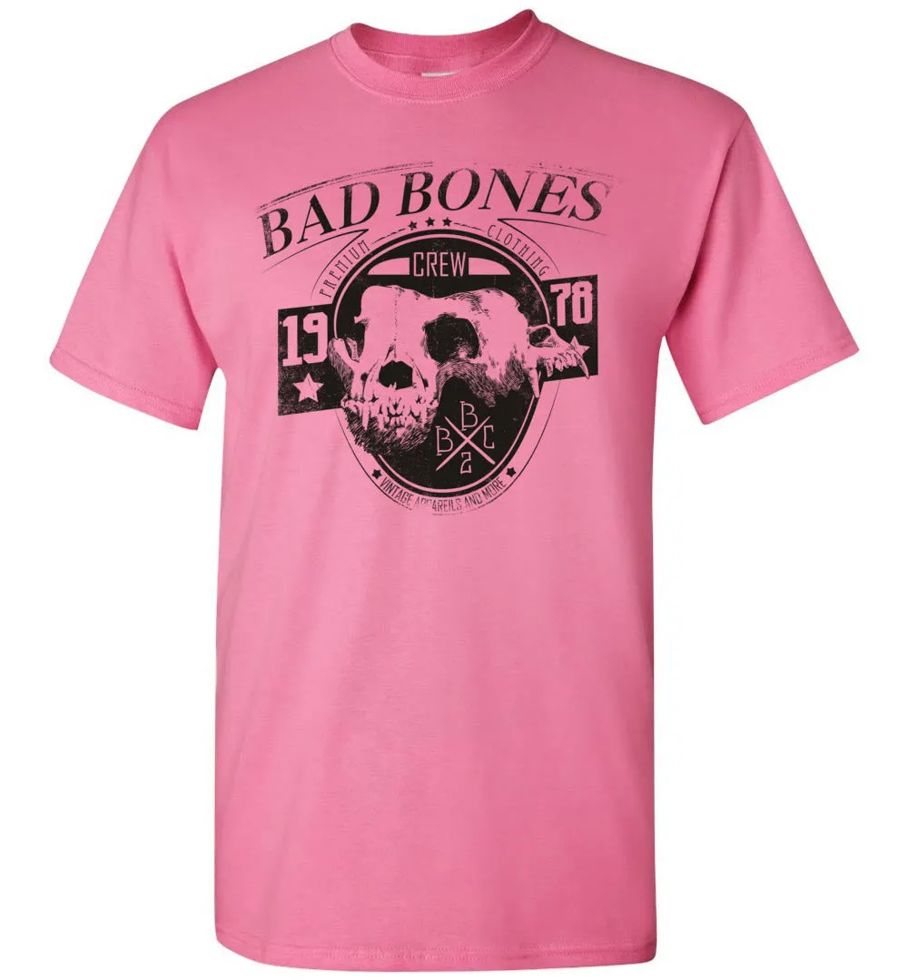 Bad Bones Crew Vintage Apparel 1978 Skull Shirt - Pop Culture Creepy Distressed Tshirt
