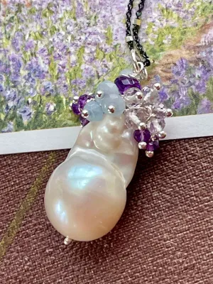 Baroque Pearl Cluster Pendant "Giverny Garden 1"