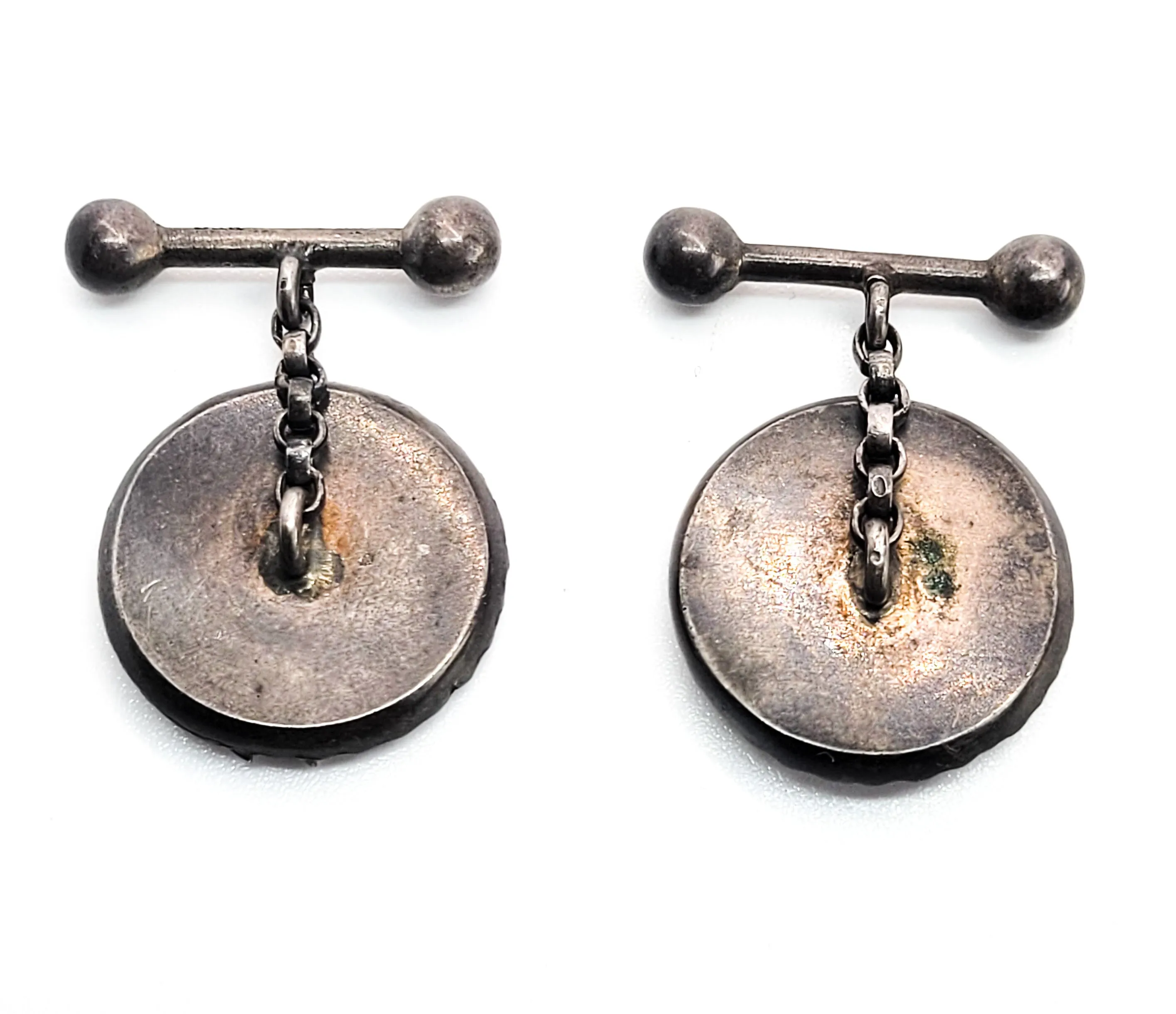 BBS Running Buck deer equestrian hunting 800 sterling silver antique cufflinks