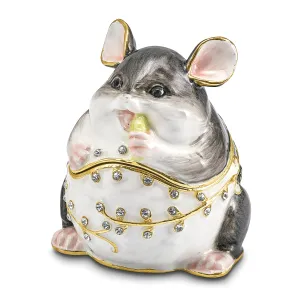 Bejeweled Pewter Multi Color Enamel UNCLE JOE Chubby Mouse Trinket Box
