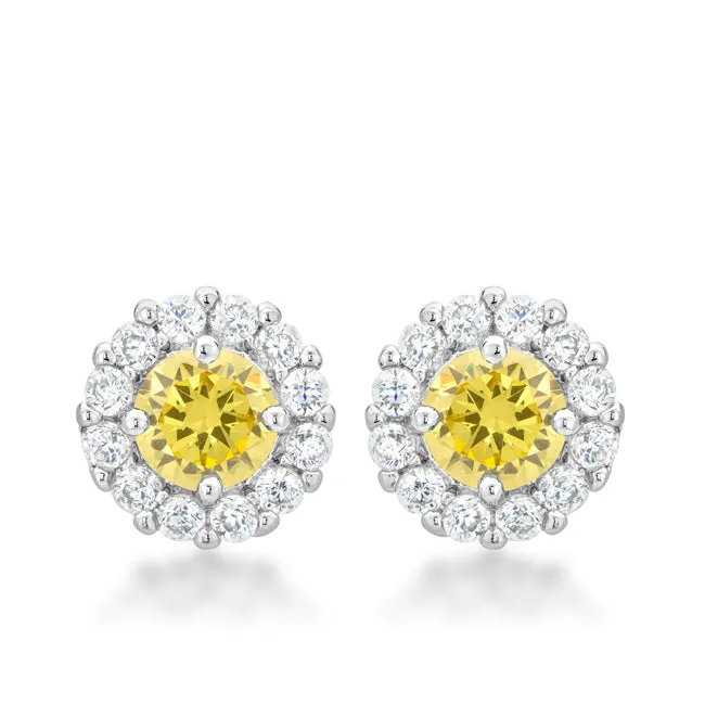 Belle 6mm Round CZ Halo Stud Earrings | .84ct | 2ct