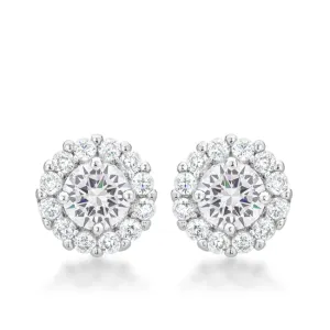 Belle 6mm Round CZ Halo Stud Earrings | .84ct | 2ct