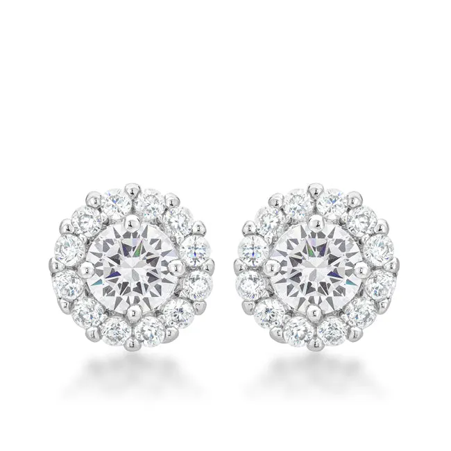 Belle 6mm Round CZ Halo Stud Earrings | .84ct | 2ct