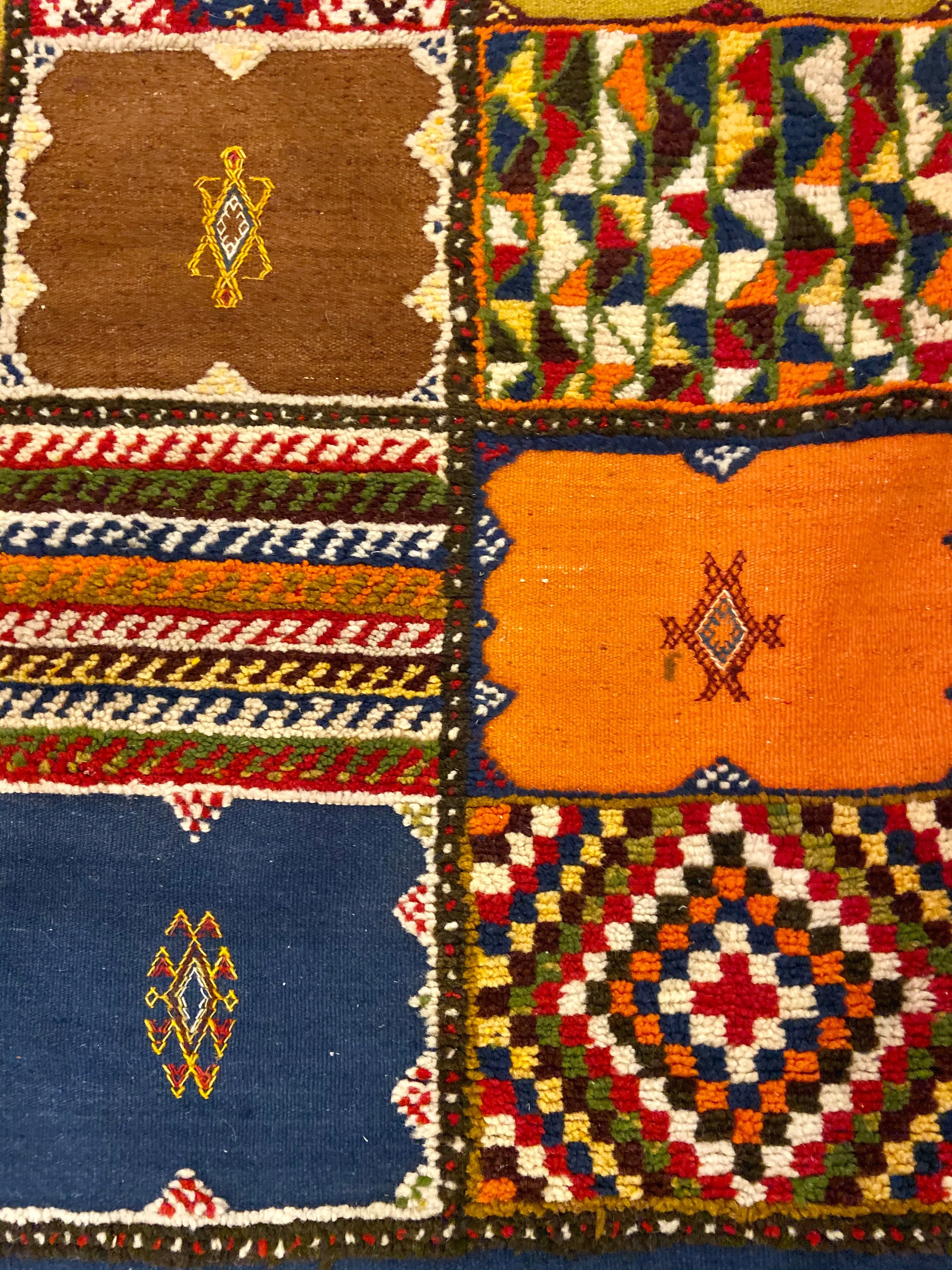 Berber Rug Runner with Handwoven Patchwork Pattern