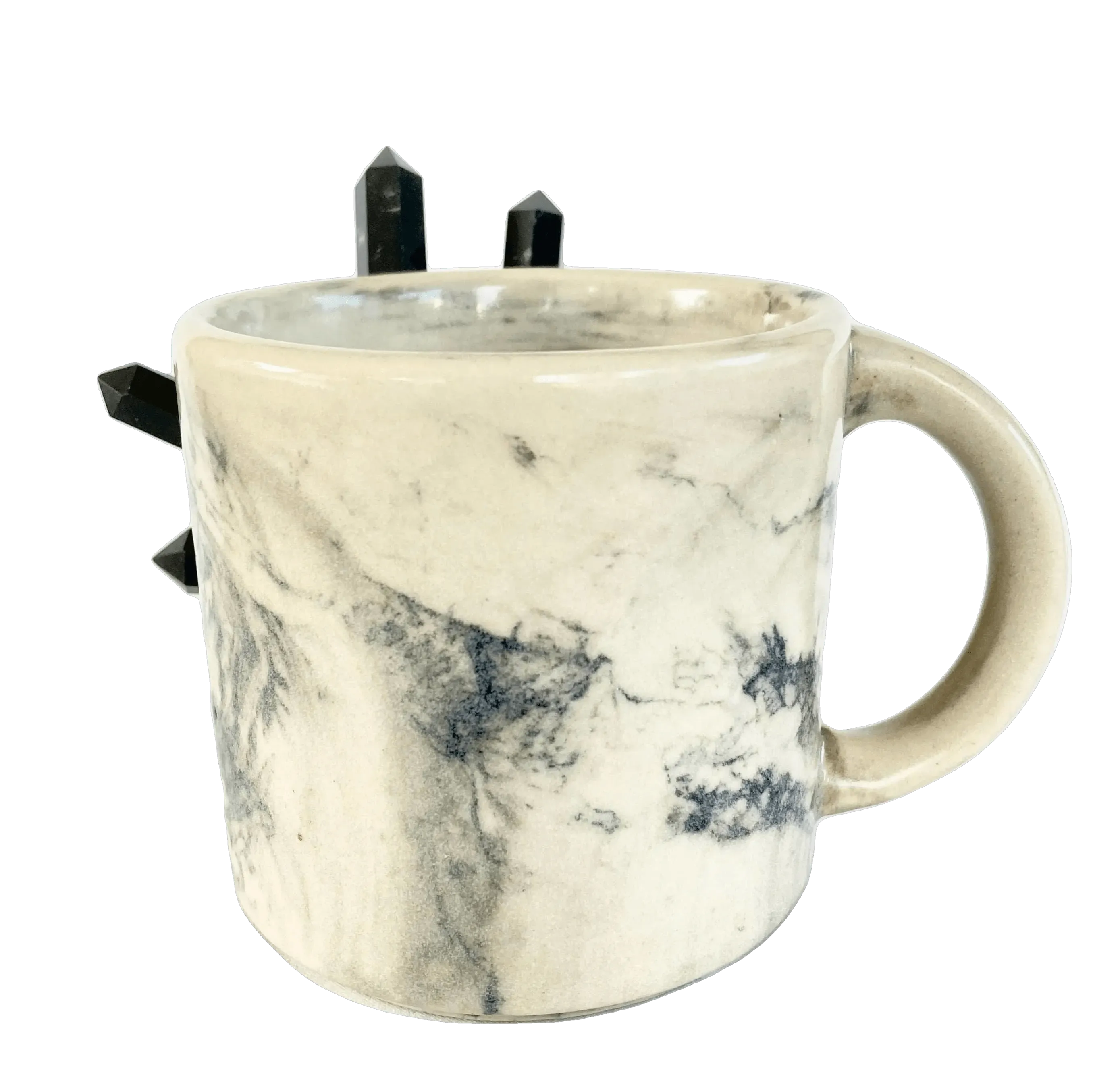 Black Amethyst Gray Marbled Ceramic Mug - Set of 2