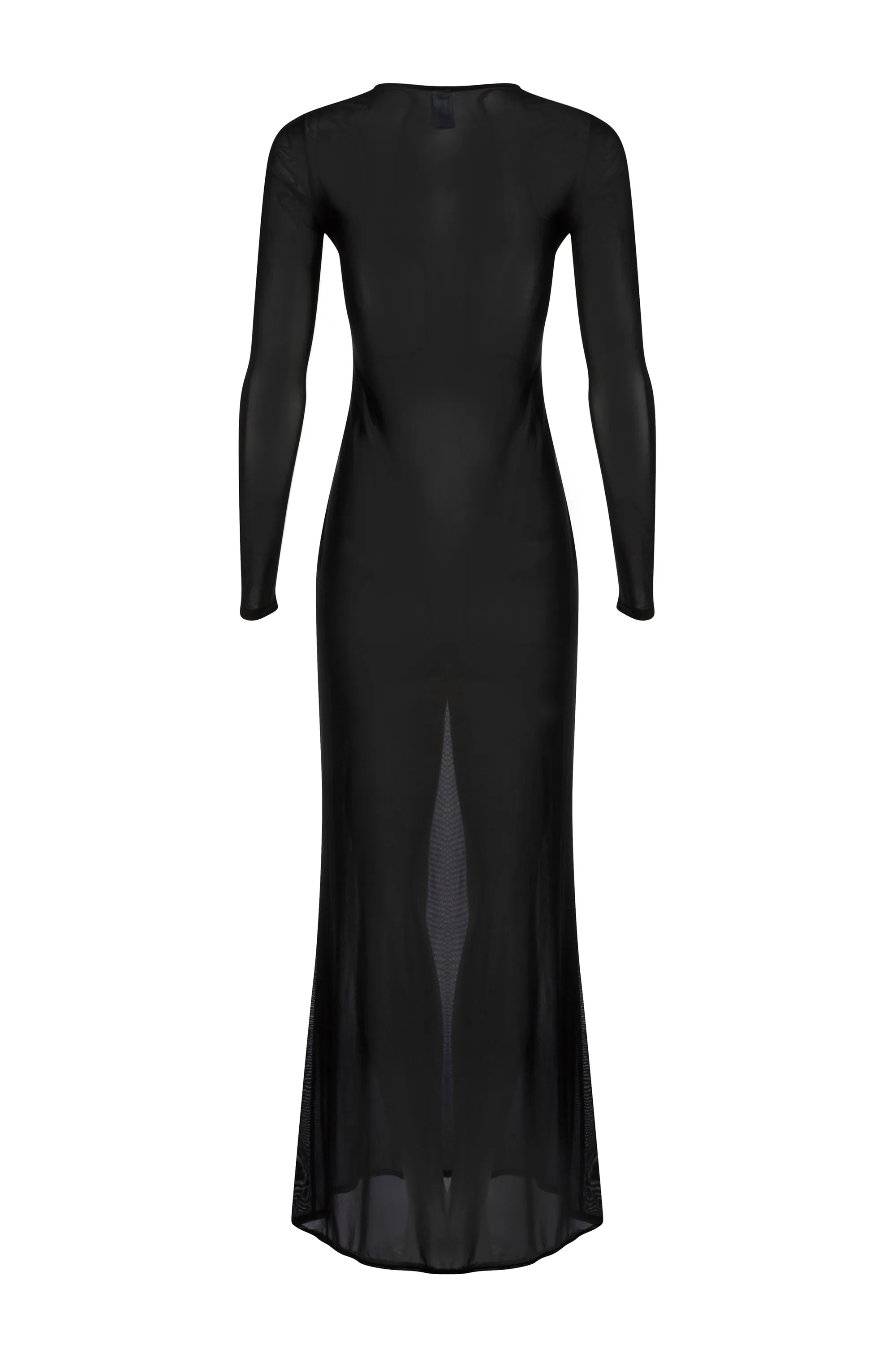 Black - Scoop Neck Mesh Cover Up