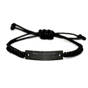 Bonus Daughter Gifts, Thank you for being there every day, Thank You Gifts For Bonus Daughter, Birthday Christmas Black Rope Bracelet For Bonus Daughter