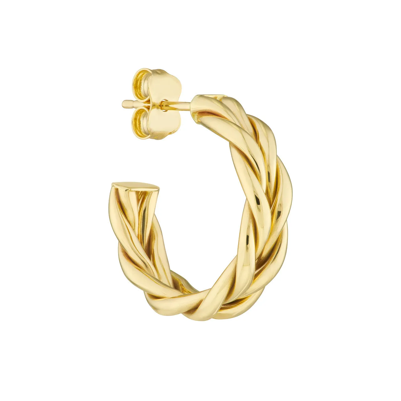 Braided 1/2 Round Hoop Earrings