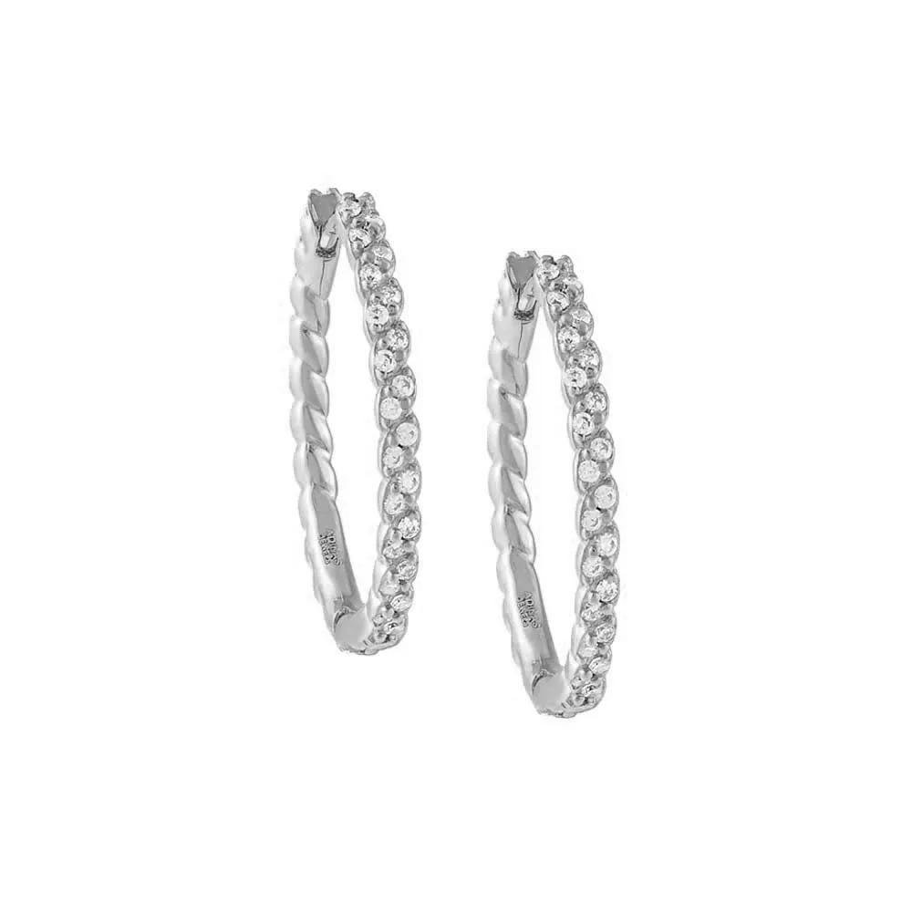 Braided CZ Hoop Earrings