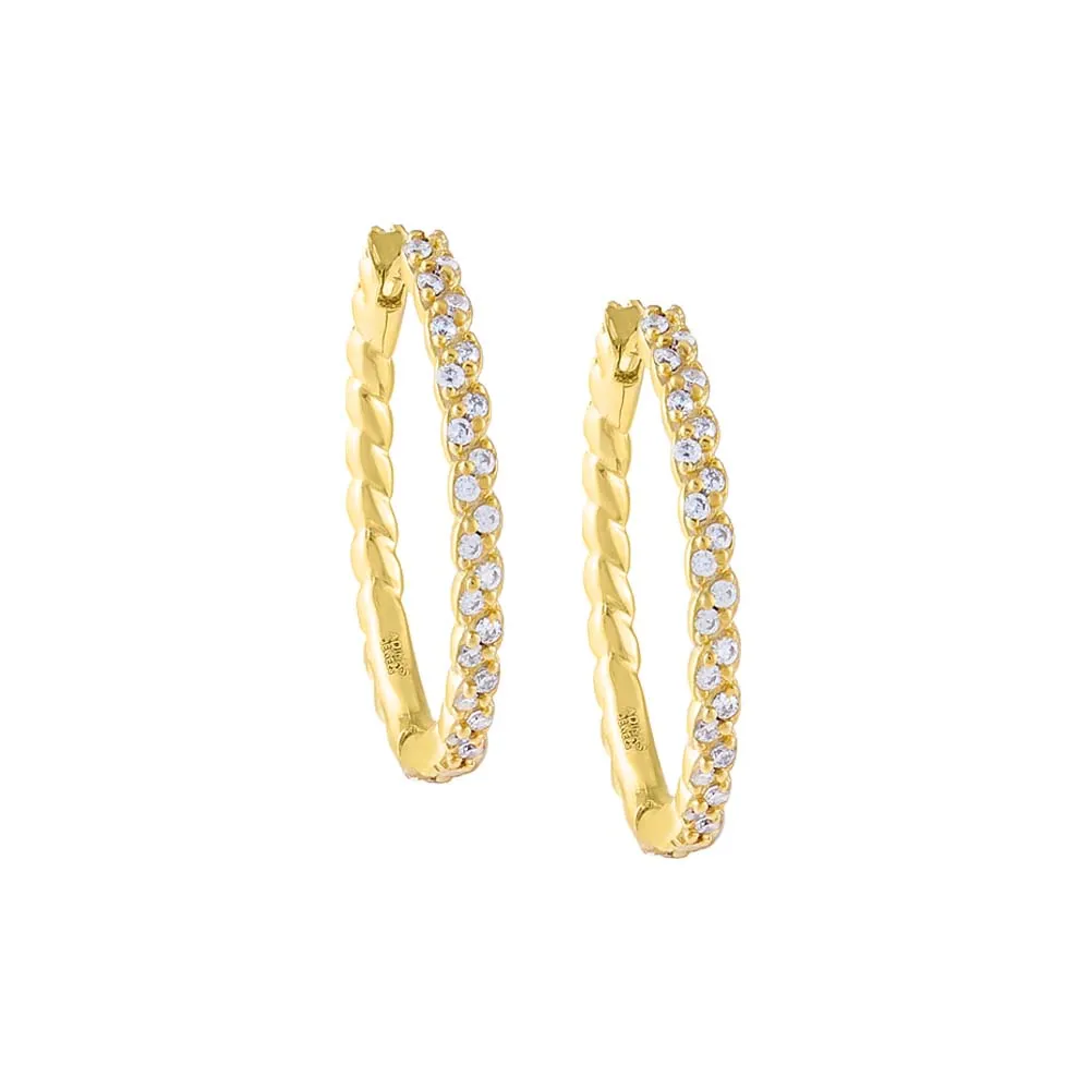 Braided CZ Hoop Earrings