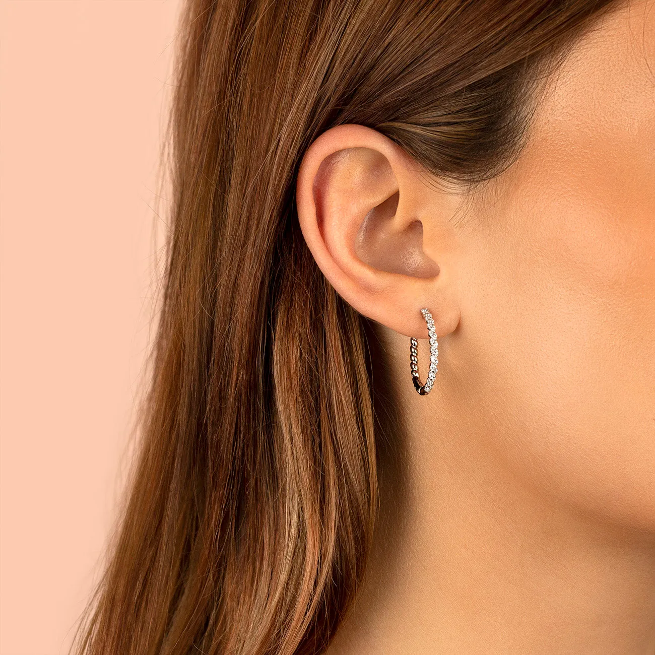 Braided CZ Hoop Earrings