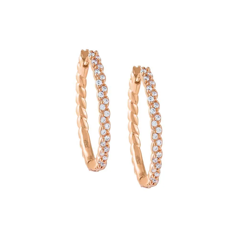 Braided CZ Hoop Earrings