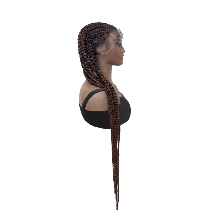 Braided Wigs Brown Synthetic Cornrow Box Braid Full Lace Front Wigs For Women