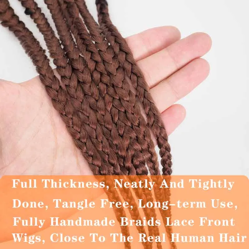 Braided Wigs Brown Synthetic Cornrow Box Braid Full Lace Front Wigs For Women