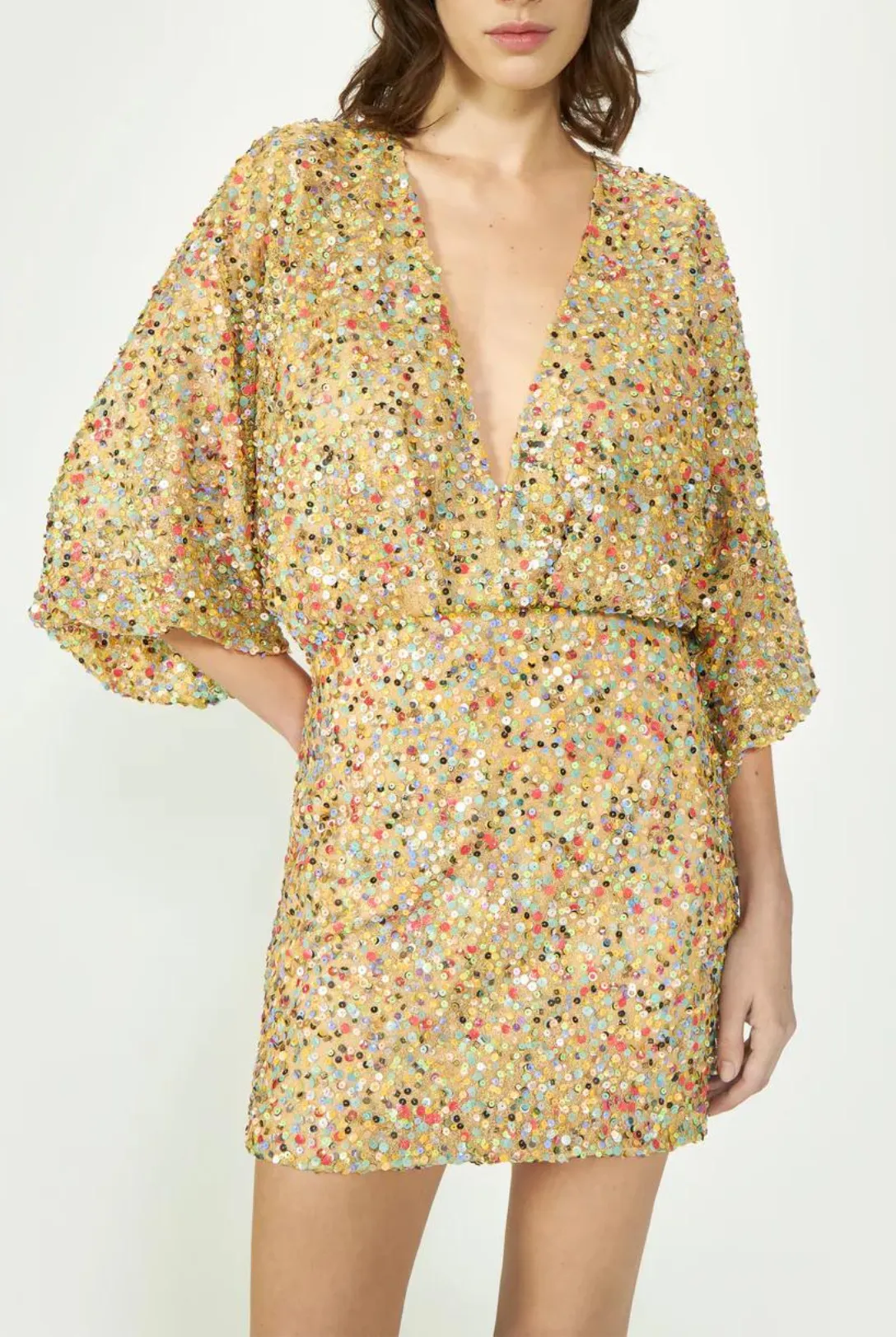 Bruna Mesh Sequin Mini Dress | Multi