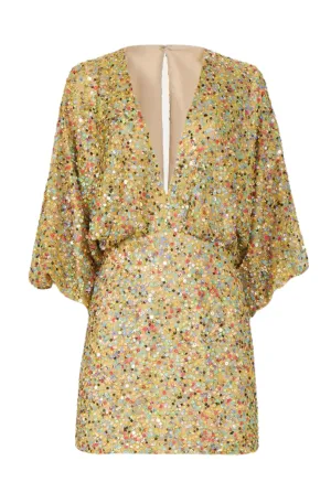 Bruna Mesh Sequin Mini Dress | Multi