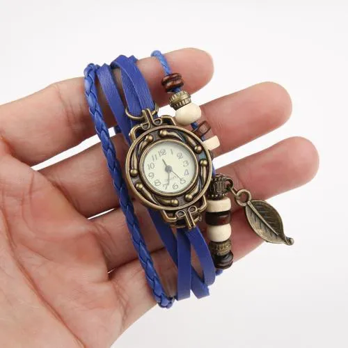 Butterfly Leaf Fashion Faux Leather band Bracelet watch