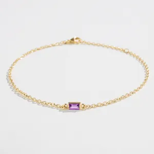 CABLE CHAIN BRACELET | AMETHYST BAGUETTE